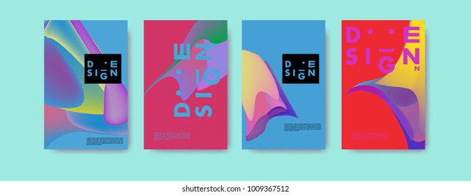 Colorful abstract liquid and fluid poster and cover design. Minimal geometric pattern gradients backgrounds. Eps10 vector.