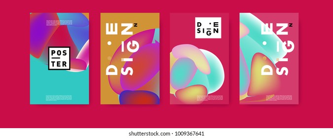 Colorful abstract liquid and fluid poster and cover design. Minimal geometric pattern gradients backgrounds. Eps10 vector.