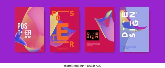 Colorful abstract liquid and fluid poster and cover design. Minimal geometric pattern gradients backgrounds. Eps10 vector.