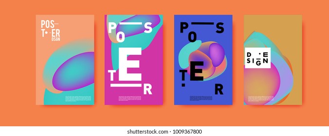 Colorful abstract liquid and fluid poster and cover design. Minimal geometric pattern gradients backgrounds. Eps10 vector.