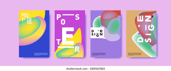 Colorful abstract liquid and fluid poster and cover design. Minimal geometric pattern gradients backgrounds. Eps10 vector.