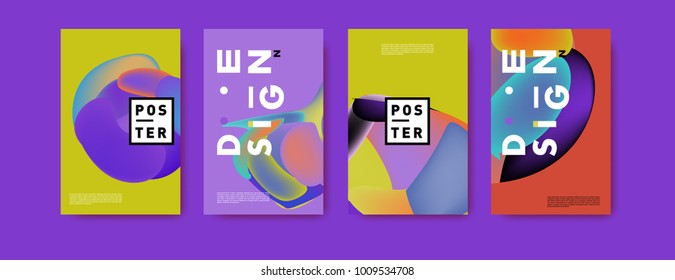 Colorful abstract liquid and fluid poster and cover design. Minimal geometric pattern gradients backgrounds. Eps10 vector.