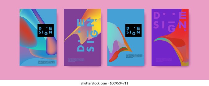 Colorful abstract liquid and fluid poster and cover design. Minimal geometric pattern gradients backgrounds. Eps10 vector.