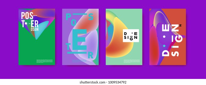 Colorful abstract liquid and fluid poster and cover design. Minimal geometric pattern gradients backgrounds. Eps10 vector.
