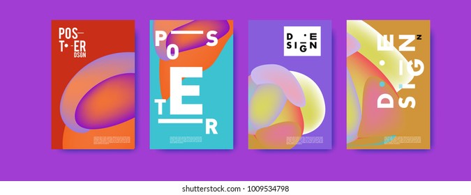 Colorful abstract liquid and fluid poster and cover design. Minimal geometric pattern gradients backgrounds. Eps10 vector.