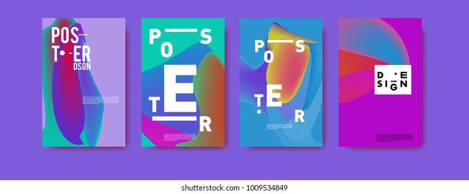 Colorful abstract liquid and fluid poster and cover design. Minimal geometric pattern gradients backgrounds. Eps10 vector.