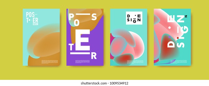 Colorful abstract liquid and fluid poster and cover design. Minimal geometric pattern gradients backgrounds. Eps10 vector.