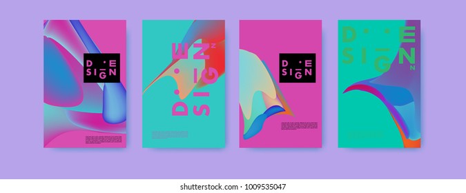 Colorful abstract liquid and fluid poster and cover design. Minimal geometric pattern gradients backgrounds. Eps10 vector.