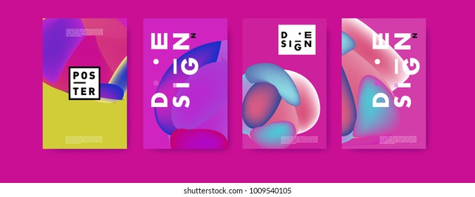 Colorful abstract liquid and fluid poster and cover design. Minimal geometric pattern gradients backgrounds. Eps10 vector.