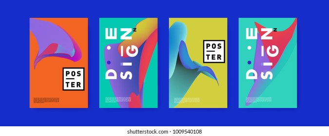 Colorful abstract liquid and fluid poster and cover design. Minimal geometric pattern gradients backgrounds. Eps10 vector.