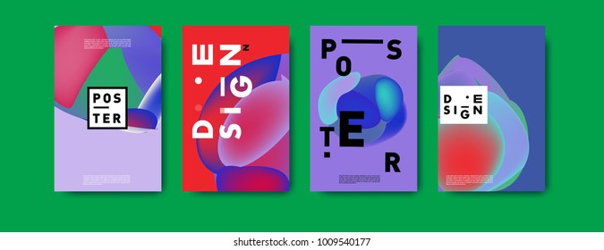Colorful abstract liquid and fluid poster and cover design. Minimal geometric pattern gradients backgrounds. Eps10 vector.