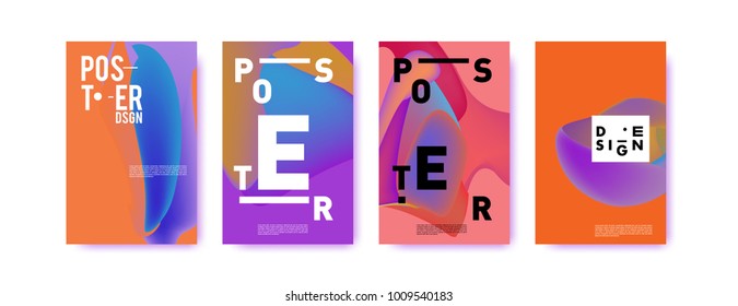 Colorful abstract liquid and fluid poster and cover design. Minimal geometric pattern gradients backgrounds. Eps10 vector.