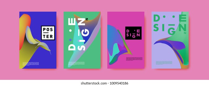 Colorful abstract liquid and fluid poster and cover design. Minimal geometric pattern gradients backgrounds. Eps10 vector.