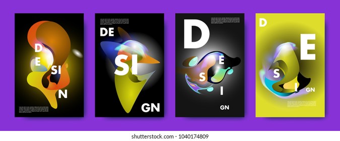 Colorful abstract liquid and fluid poster and cover design. Minimal geometric pattern gradients backgrounds. Eps10 vector.