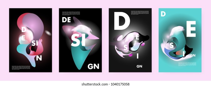 Colorful abstract liquid and fluid poster and cover design. Minimal geometric pattern gradients backgrounds. Eps10 vector.