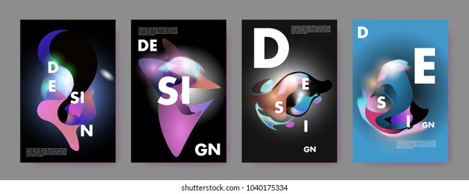 Colorful abstract liquid and fluid poster and cover design. Minimal geometric pattern gradients backgrounds. Eps10 vector.