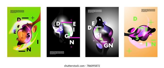 Diseño colorido y abstracto de póster y tapa de líquido. Fondos de degradado geométrico mínimo. Vector Eps10.