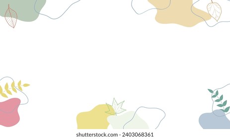 Colorful abstract liquid shape frame illustration. frame background that combines leaves, distorted line drawings, and liquid shapes.