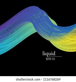 Colorful, abstract liquid wave on the dark background. 
