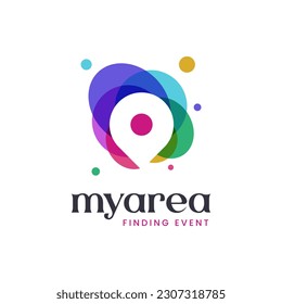 Colorful abstract logo depicting a location pin. It is suitable for use for tour and travel companies.