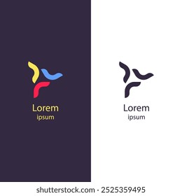 Colorful abstract logo with interconnected shapes forming a central star-like pattern. Ideal for branding, teamwork-themed businesses, creative design, and modern corporate identity.