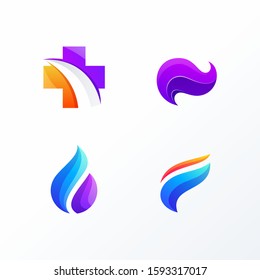colorful abstract logo set ready to use