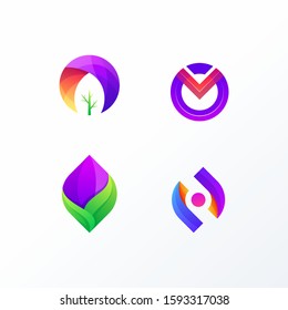 colorful abstract logo set ready to use