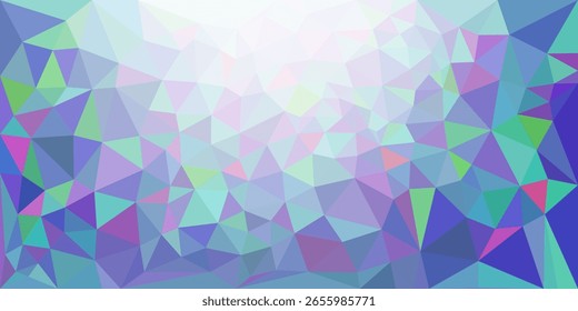  Colorful abstract low-poly background with various pastel and vibrant triangles in shades of blue, purple, pink, and green, creating a geometric mosaic effect.
