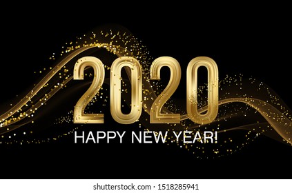 Colorful abstract luminous wave. New Year banner.