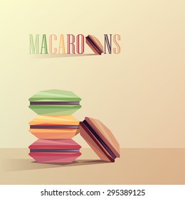 colorful abstract macaroon cakes vector illustration in geometric polygonal design style