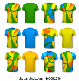 Colorful abstract male t-shirts. Design template. Vector.