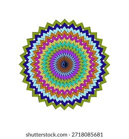 Diseño abstracto colorido del mandala con el modelo del zigzag y la simetría radial