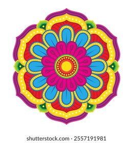 Colorful abstract mandala pattern design, multicolored Indian style mandala art design