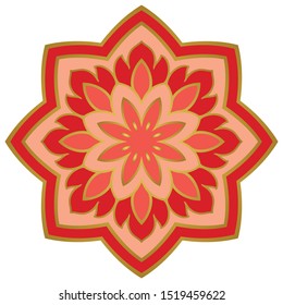 Colorful abstract mandala. Simple gesign element. Oriental elegant ornament. Indian pink pattern. 