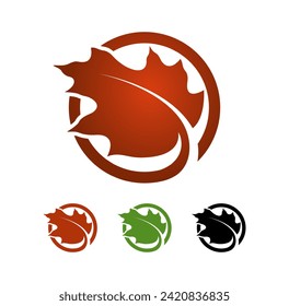 Colorido Resumen Hoja de arce en la plantilla de concepto de diseño del logotipo del vector de círculo
