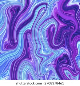 Colorido abstracto, mármol, fluido, textura, obra de arte de remolino que mezcla tonos púrpura y azul en un fondo líquido que fluye dinámico.
