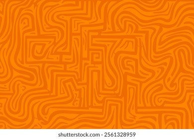 Colorful abstract maze design with intricate patterns in orange hues