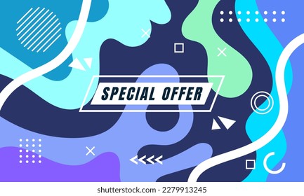Colorful Abstract Memphis Fluid and Geometric Background For Your Sale Banner Marketing, Poster, Cover, Page and More. Vector Eps 10