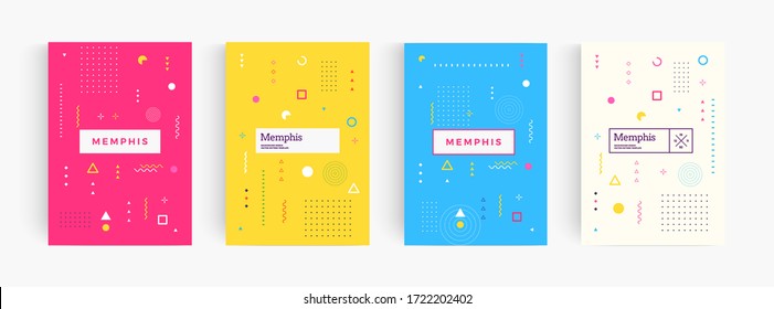 Colorful Abstract Minimalistic Style Poster, Memphis Geometric Background, Cover Template, Creative Pattern Vectors.