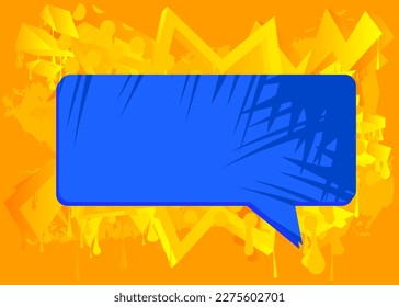 Colorful Abstract modern street art backdrop. Blue and Yellow Graffiti speech bubble background. Wallpaper decoration performed in urban painting style.