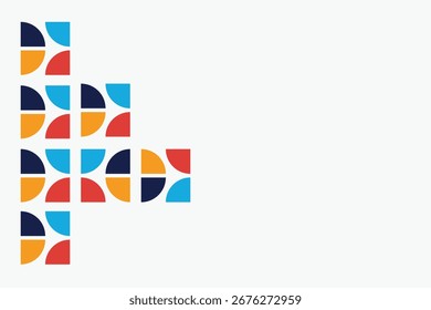 Fondo de mosaico abstracto colorido con Formas geométricas simples. Ideal para carteles creativos, Diseño web y gráficos de marca
