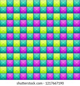 Colorful abstract mosaic seamless pattern. Vector texture with square jewel stones.