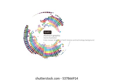 Colorful abstract mosaic sphere, science and technology abstract vector background