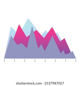 Colorful abstract mountain chart representing business data with peaks and valleys
