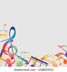 Colorful Abstract music notes on geometric color background. colorful G-clef and music notes isolated vector illustration Can be adapt to Brochure, Annual Report, Magazine, Poster, music background.