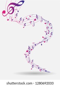 Colorful Abstract music notes on rainbow line wave background. colorful G-clef and music notes isolated vector illustration Can be adapt to Brochure, Annual Report, Magazine, Poster, music background.