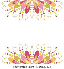 Colorful abstract nature emblem. Spring blossom illustration. Creative arabesque. Print for greeting card, wedding invitation, postcard template, wallpaper, background.