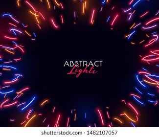 colorful abstract neon lights in irregular shapes background