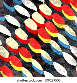 Colorful abstract objects against a dark background grunge effect