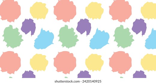 Colorful abstract organic shape print seamless pattern illustration in retro style. Trendy primary color background with creative drawing.